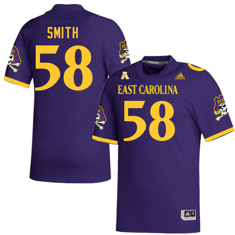 Men #58 Tate Smith ECU Pirates College Football Jerseys Stitched-Purple